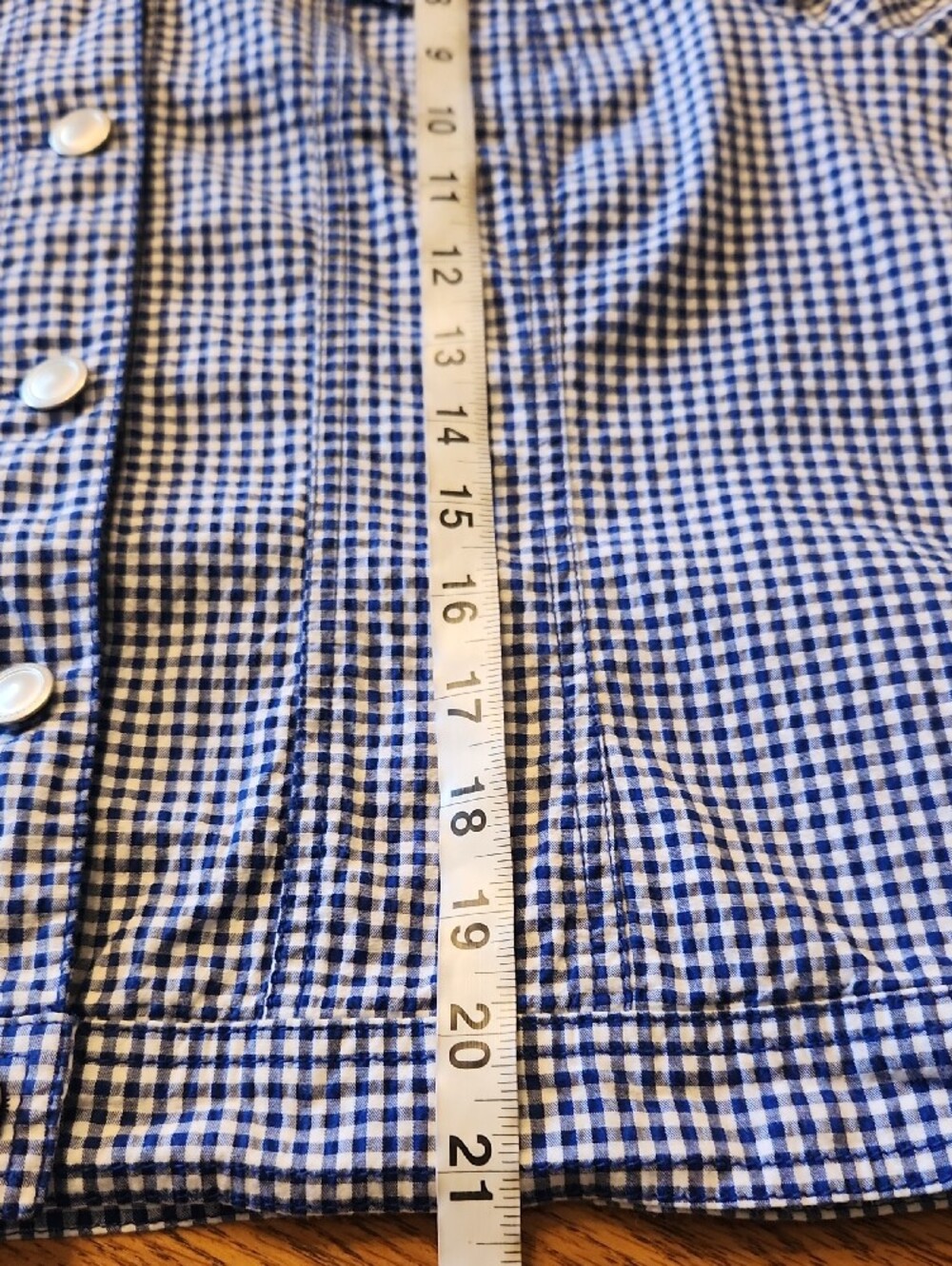 Ruby Rd. Blue Gingham Button-Front Shirt Jacket - Picture 8 of 8